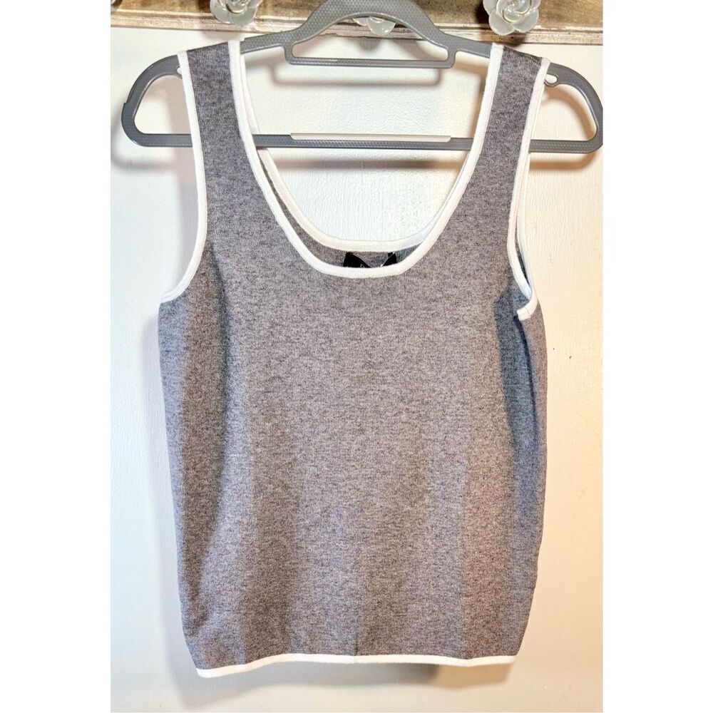 Dokotoo Gray w/ white Trim Ribbed Tank Top S: L